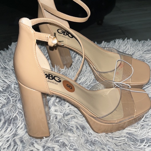 GBG Los Angeles QUEEN PLATFORM CLEAR NEUTRAL HEEL - size 8 - Picture 3 of 4